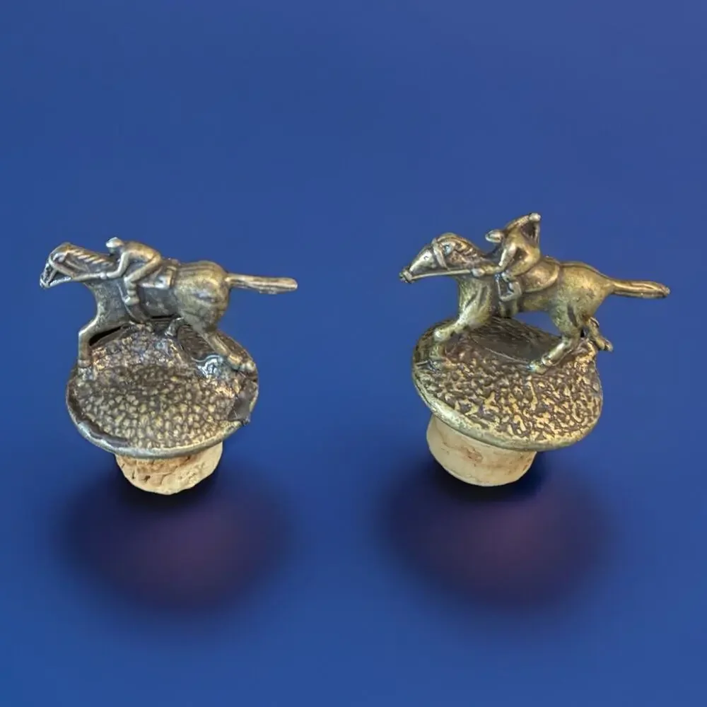 2 Blanton’s Bourbon Whiskey Cork Bottle Stopper w/Race Horse Jockey Letter “N”O”